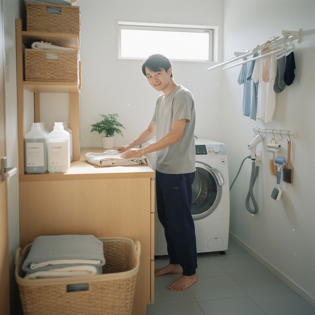 リビングのコーヒーテーブルの上に置かれた本と小物の整理