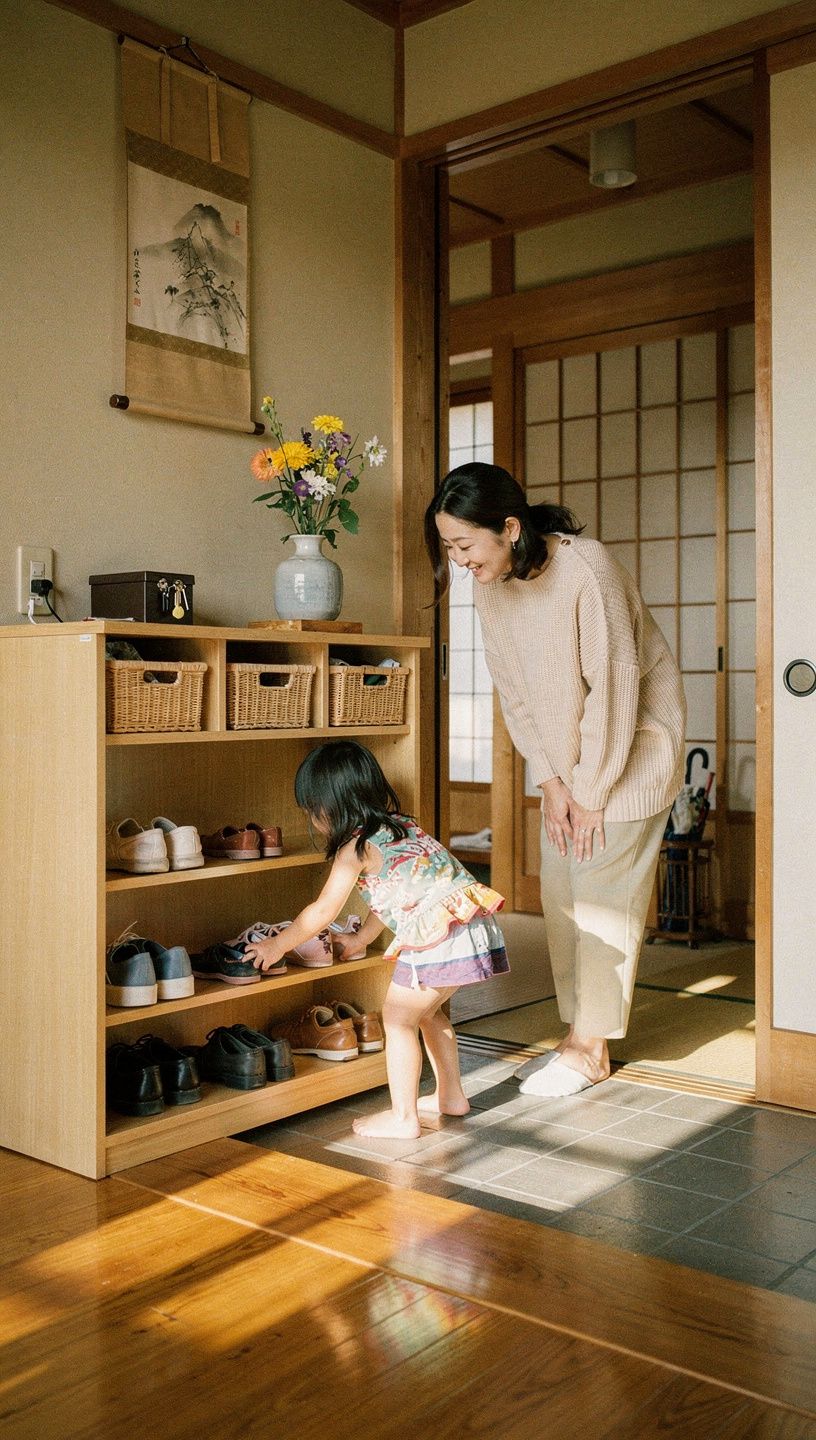 寝室のクローゼットに neatly 収められた衣類とアクセサリー