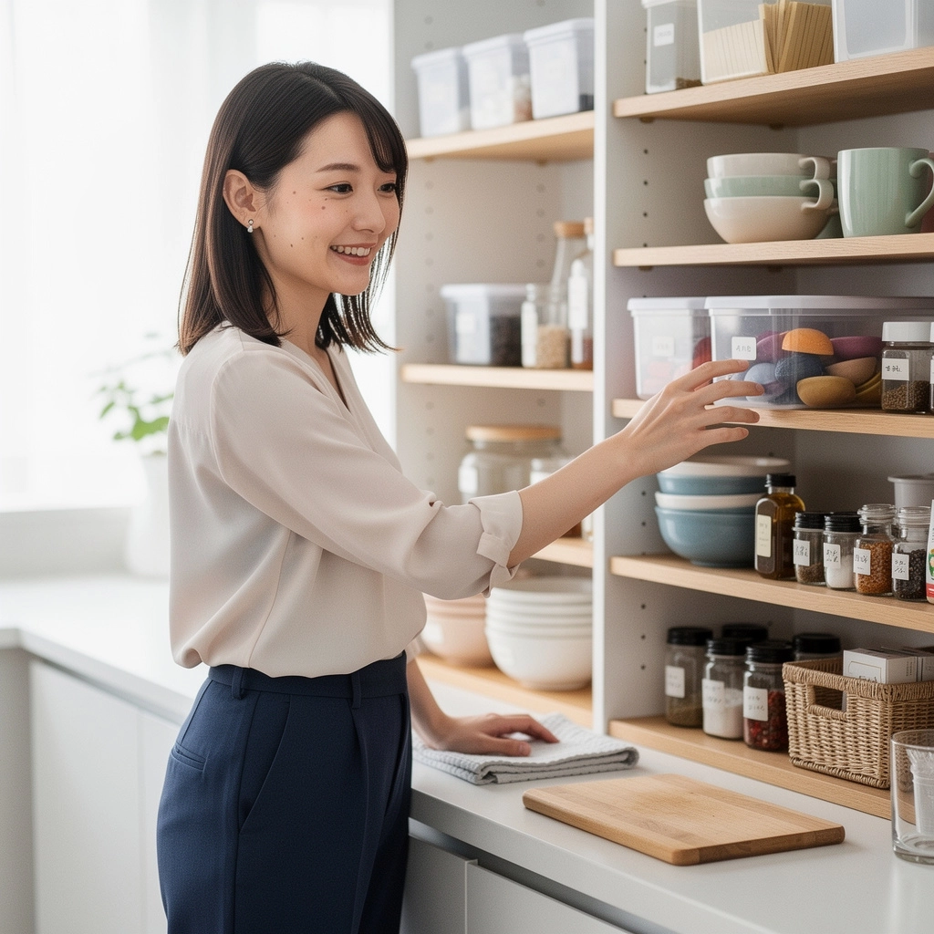 洗面所に置かれた清潔感のあるタオルと洗剤